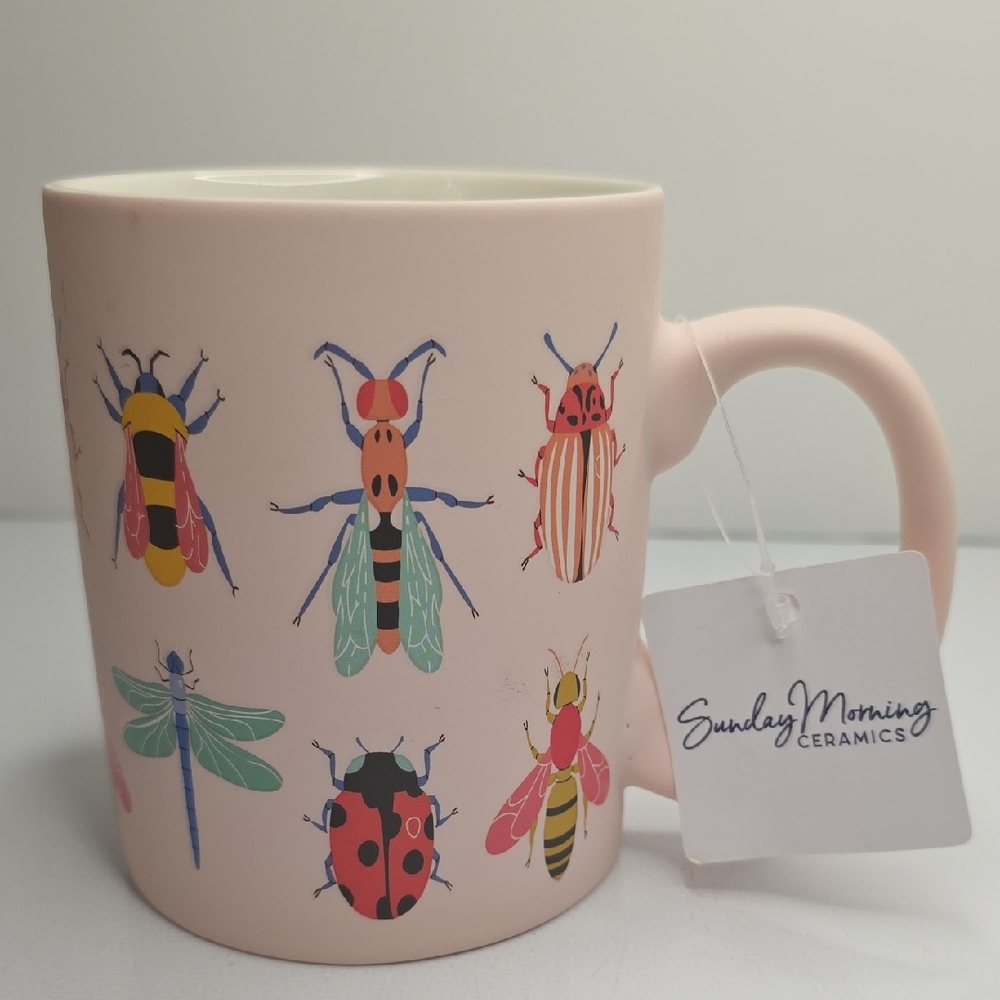 Sunday Morning Cream Insect Mug, NWT